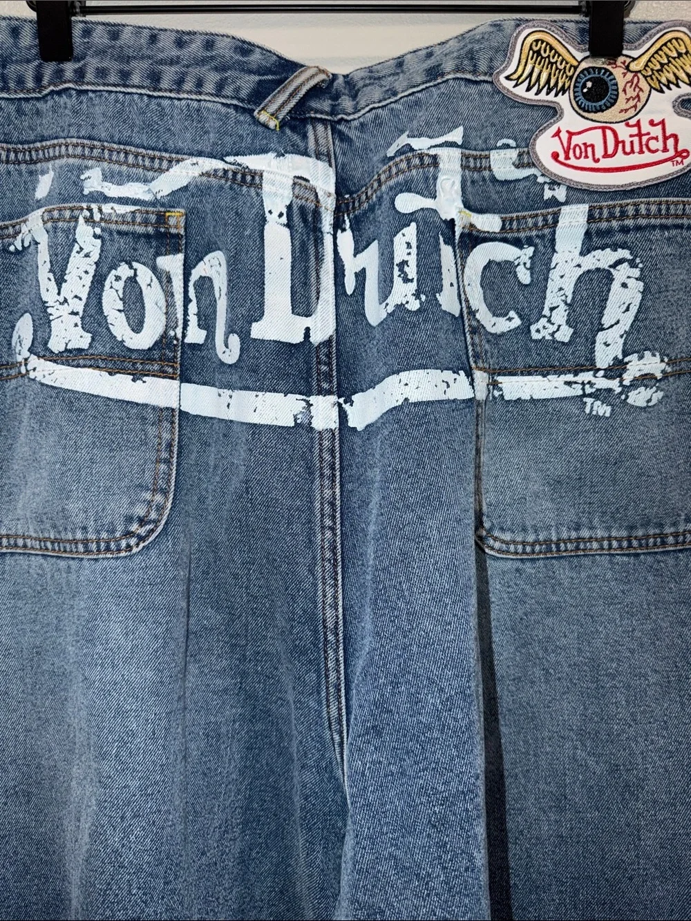Von Dutch Vintage Light Blue Denim Cargo Shorts Size 42